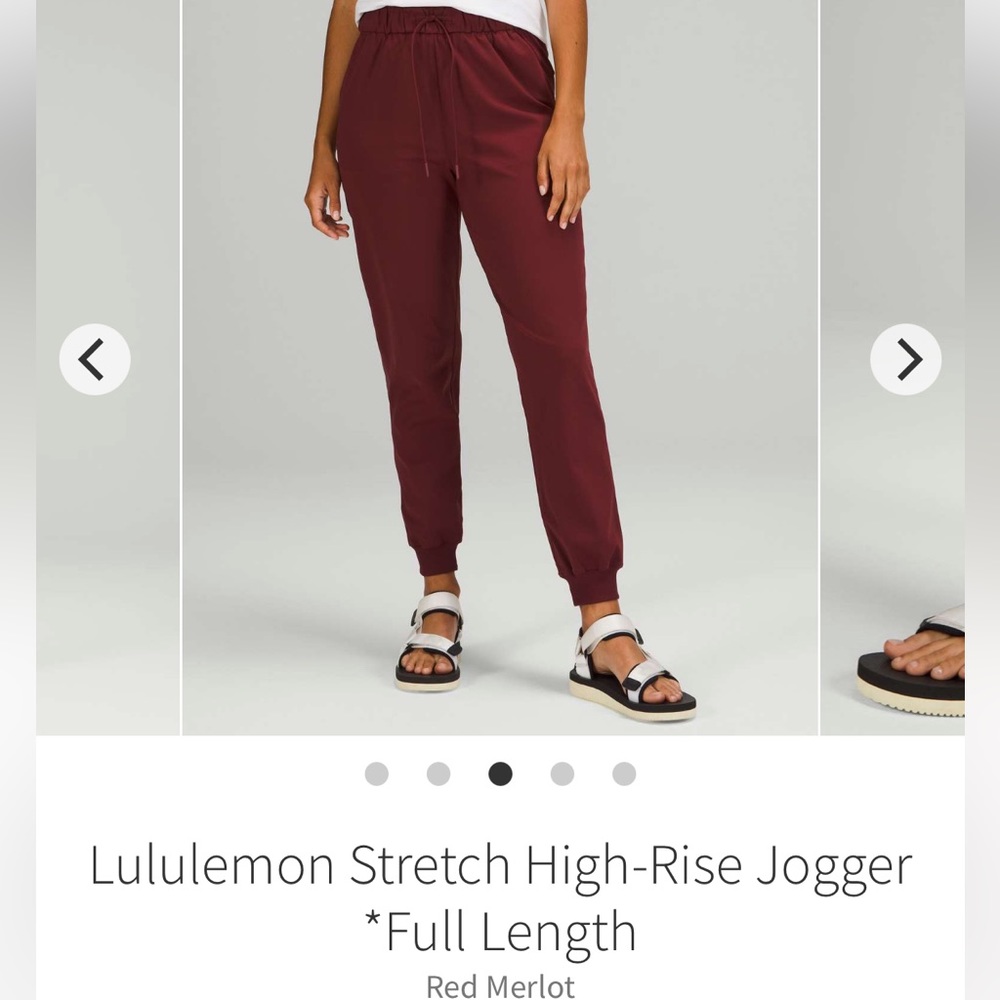 Lululemon Stretch High-Rise Jogger Full Length in Red Merlot (Size 4) 28” inseam